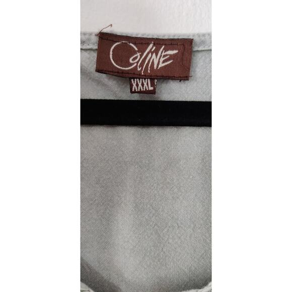 Coline Floral Embroidered Dress Gray Viscose Rayon Size 3XL Boho Short Sleeve - Picture 4 of 6